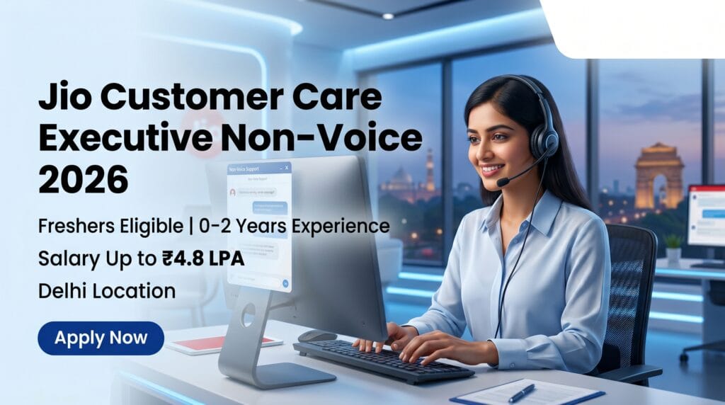 Jio Customer Care Executive Non-Voice Jobs 2026 — Delhi Freshers Apply Online