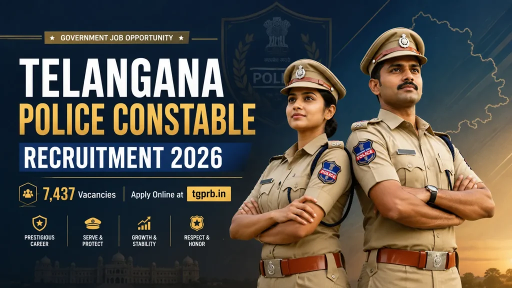 Telangana Police Constable Recruitment 2026 notification for 7,437 vacancies, apply online at tgprb.in