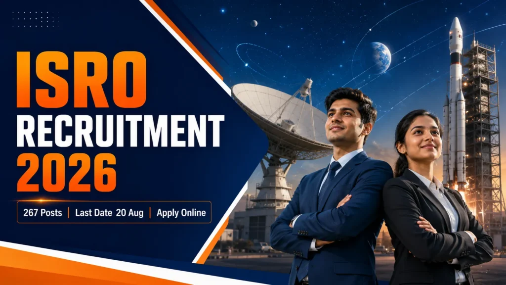 ISRO Recruitment 2026 notification for 267 Assistant, UDC, JPA and Stenographer posts, apply online before 20 August